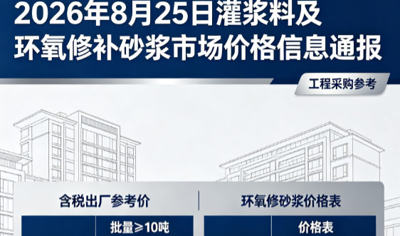 天元2026年8月25日灌浆料及环氧修补砂浆市场价格信息通报